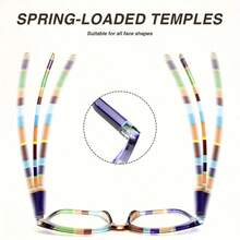 5 PCS Colorful Pattern Reading Glasses For Women Men, Oversized Square Readers With Spring Hinges, Fashion Print  (+1.00 To +4.00) - 彩色 - 查看 7