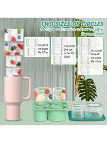 4pcs Reusable Silicone Ice Cube Tray Mold, Fits 20oz, 30oz, 40oz Insulated Tumblers, Compatible With Stanley