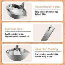 Stainless Steel Ladles With Pouring Lip Serving Soup Ladle Skimmer Slotted Spoon Strainer Oil Colander Canning Ladle Pouring Rim - Silver - View 6
