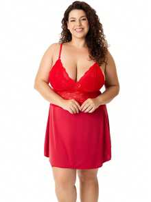 Plus Size Nightgowns & Sleepshirts - Red - View 2