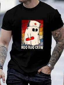 Boo Boo Crew Registered Nurse Vintage Ghost Halloween 2021 T-Shirt - 100% Cotton Summer Clothes For Men, Perfect For Daily Wear, Hiking, And Travel - Black - View 6