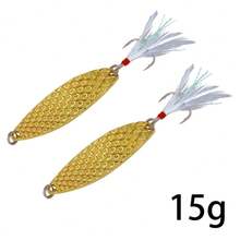 2/4pcs Fish-Scale Pattern Red Dot Metal Spinner Spoon Fishing Lure Silver/Gold Metal Bait Bass Bait Feather Hook