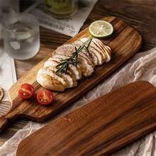 Cutting Board With Handle - Chopping Board, Natural Wood Grain Serving Board, Suitable For Cheese, Charcuterie, Bread And Fruit | Essential For Holiday Kitchen And Dining, Holiday Meal Necessity | Stylish Display | Natural Wood Grain