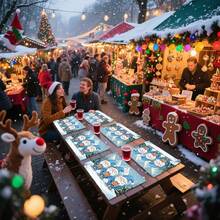 Weihnachtsgeschirr mit Zwergenmotiv "Weihnachten in den tiefen Bergen" (1 Stück/4 Stücke/6 Stücke/100 Stücke), wärmeisolierend, maschinenwaschbar, aus Polyester, schützend, als zentrales Dekorationselement, für den täglichen Gebrauch im Wohnzimmer und für gesellige Zusammenkünfte geeignet. - Verschiedenfarbig - Übersicht 8