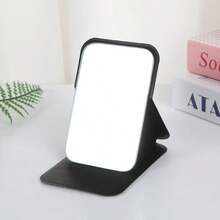 1pvc. PU Cosmetic Mirror Can Be Folded For Traveling And Has A Beautiful AppearanceHand-Held Make-Up Mirror Student Dormitory Folding Mirror FanYour Mirror