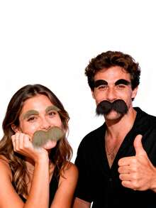 1 Set Unisex Fake Mustache And Eyebrows With Adhesive, Novelty Facial Hair Costume Accessories, Suitable For Cosplay, Party, Funny Jokes, Beard Decoration, Suitable For Games, Parties, Halloween, Christmas, Thanksgiving - Multicolor - View 4