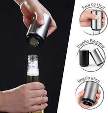 Novotend - Destapador de Cerveza Magnetico, Abridor de Botellas Automatico de Acero Inoxidable, Abrebotellas de Cerveza Facil de Usar, Abre Sodas Regalo para Hombre (Oro Rosa) - Plateado - Ver 7