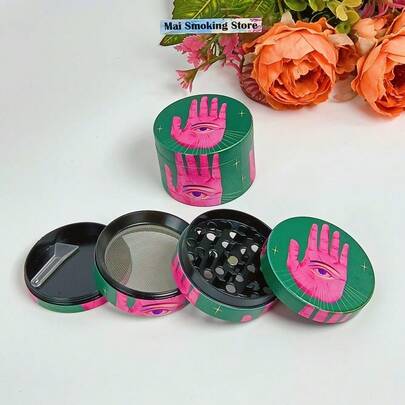 2inch 50mm Hard Eye Herb Grinder Zinc Alloy Mortar Tobacco Cigar Cigarette Tools 4-Layers Mill Metal Crusher Manual Pestle Grass Grinder Smoking Accessories Gift