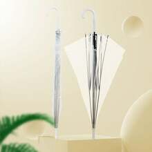 1 pieza Paraguas transparente, paraguas de mango largo, punto fotográfico popular, accesorio de decoración de paraguas transparente, mango recto, fresco y lindo