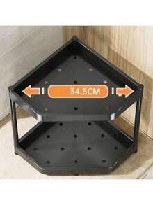 A Kitchen Shelf Countertop Corner Triangle Spice Rack Corner Pendant Corner Storage Wall Hanging Free Punching Shelf - Black Five Layers - View 5