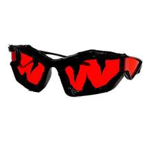 1 Piece Futuristic Technology Sunglasses Y2K Runway Party Sunglasses Personality Shark Teeth Glasses Suitable For Men And Women For Daily Commuting, Going Out With Friends, Vacation, Evening Party, Christmas Party, Great Gift For Yourself And Friends - 亮黑紅片 - 查看 5