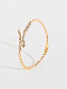 1pc Snake-Shaped Crystal Bangle Bracelet - Serpentine Design With Sparkling Crystals - Chic Accessory For Elegant Outfits