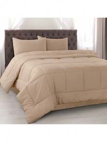 Lux Decor 5-Piece Comforter Set, Soft Microfiber Bedding With Plush Texture, All-Season Comforter, Pillow Shams And Bed Skirt Included, Elegant Hotel Collection Bedding For Bedroom, Guest Room And Home - 米色 - 查看 12