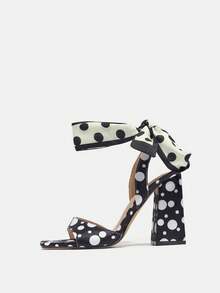 Sandalias de tacón alto para mujer, moda para fiestas y eventos al aire libre, de tacón grueso y punta cuadrada, con diseño de lazo en la cintura y correa en el tobillo, elegantes y lujosas sandalias de tacón alto negro de alta calidad