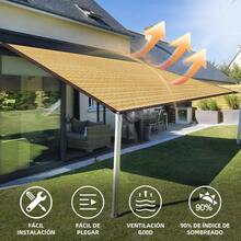 Malla Sombreadora, Toldo Rectangular, Lonas para Exteriores, Sombra Toldo para Jardin, 98 Sombra Exterior, Polietileno Alta Densidad para Patio Jardn, Piscina y Actividades al Aire Libre Negro, 4*6 - Beige + 4*6 - Ver 5