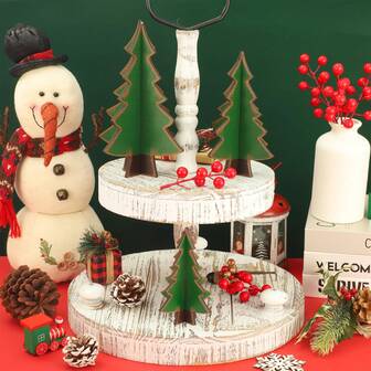 1 Piece And 3 Pieces, 3D Rural Christmas Tree Table Decoration, Wooden Christmas Tree, Wooden Table Logo, Farmhouse Christmas Tree, Christmas Winter, Home Office, Shelf Table Decoration, Center Layer Tray Decoration