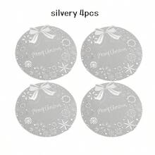 4/6PCS Creative Christmas Western Style Table Mat, Household Desktop Circular Waterproof And Heat-Resistant Table Mat, Hot Stamping Table Mat And Thermal Insulation Mat - Multicolor - View 14