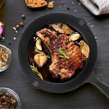 3x Cast Iron Non-Stick Skillet Griddle Frying Cooking Pan Fry Cooking Seasoned - Black - View 6