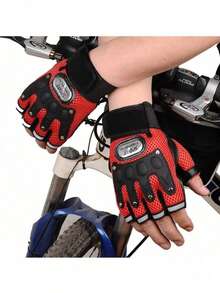 A Pair Of Family Fitness, Finger-Opening PU Motorcycle Riding Gloves, Punk Hip-Hop PU Gloves, Outdoor Riding Gloves, Half-Finger Gloves, Motorcycle Gloves, Durable Fitness Gloves, Outdoor Sports Mountaineering Gloves For Gym Training