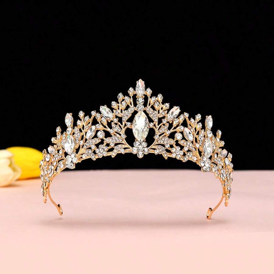 奢华巴洛克风格水晶皇冠，复古皇家新娘皇冠，女士婚礼发饰，公主女王头饰，皇冠 - 彩色 - 查看 1