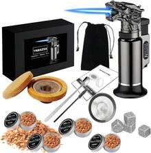 Juego de cócteles de 16 piezas, ahumador de cócteles, juego de whisky ahumado, 4 sabores ahumados, con cuatro cubos de hielo, ahumador de cócteles con antorcha, regalo para hombres - 1 - Ver 7