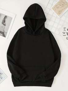 Sudadera casual para mujer con capucha, manga larga, holgada, estampado de autos deportivos, cordón ajustable, primavera otoño, estilo urbano - Negro - Ver 2