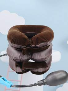 1 Stück brandneuer, sehr gefragter 3-Schichten Plüsch-Faser-verstärkter aufblasbarer Nackenschutz, tragbares aufblasbares Nackentraktionsgerät, Nackenstreckhilfe, Nackenstütze