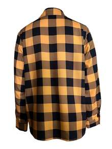 Casual Chic Women's Polyester Plaid Regular Sleeve Blouse Featuring A Shirt Collar And Button Details Fall Clothes For Women - Yellow - View 4