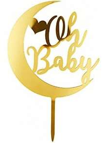 1/5 件 Oh Baby 蛋糕装饰金色亚克力婴儿派对蛋糕装饰品适用于女婴男婴生日蛋糕派对用品蛋糕装饰 - 金色 - 查看 20