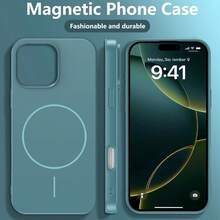 1 件哑光液体硅胶简约磁性外壳适用于 16 15 14 13 12 Pro Max Plus 无线充电软硅胶后盖 - 綠色 - 查看 4