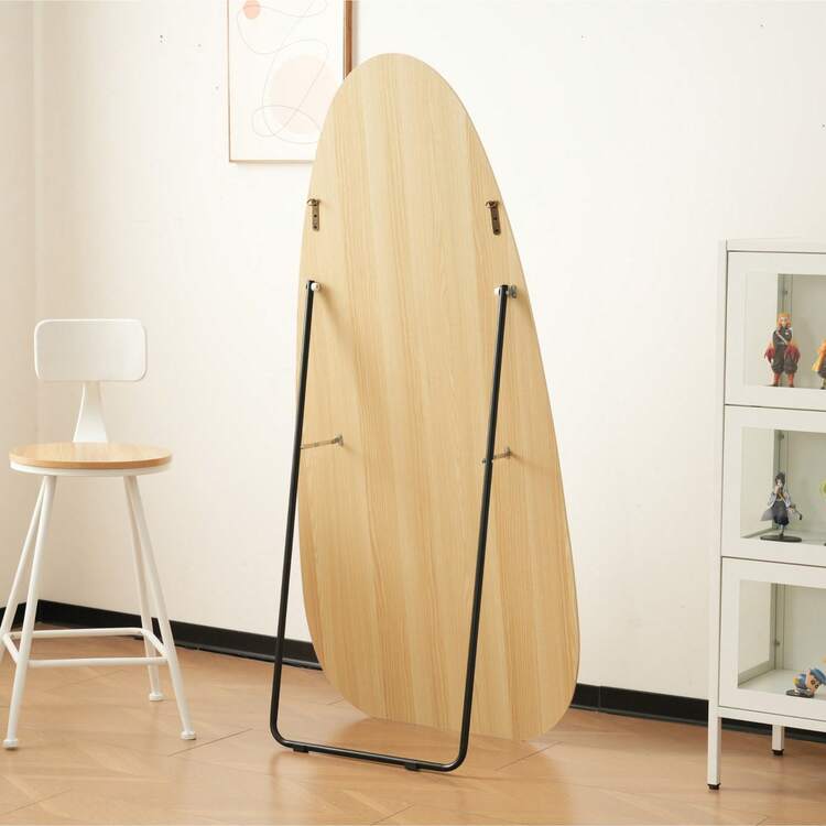 全身鏡 水滴型 150×70cm 北欧 木目調 スタンドミラー 壁掛け 立てかけ