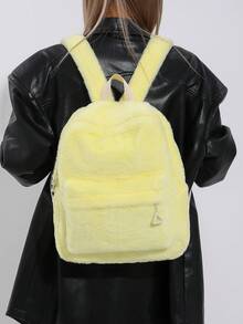 1 Stück modischer, süßer Rucksack aus Plüschmaterial mit Reißverschlussdesign, Umhängetasche, die perfekte Wahl für Herbst und Winter, geeignet für Outdoor-Aktivitäten, Reisen, Wandern, Urlaub von Frauen & Mädchen