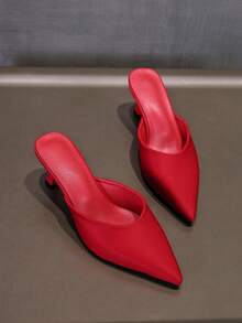 Mulas de punta afilada para mujer con tacón alto, estilo holgado, nueva colección primaveral - Rojo - Ver 13