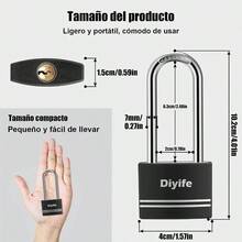 2PCS Largo Candado con Llave de Aluminio, 40 MM Impermeable Candado Pequeo, Candados de 4 Llaves, Candado Resistente al Agua para Escuela, Puerta, Taquillas, Armarios, Negro - mango largo - Ver 6