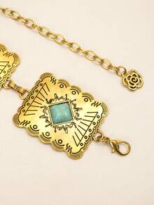 Cadena para la cintura estilo bohemio con turquesa, cadena metálica delicada y vintage con diseño cruzado, cinturón de cintura bohemio de aluminio, adecuado para todas las estaciones