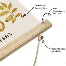 Vintage Hanging Posters, Decorative Flower Wall Art Prints, Printed On Linen With Wood Frames, Ready To Hang - Hedgerow Nature - View 3