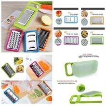 Good Grips Complete Grater Slicer Set 4 in 1 Onion Chopper, Vegetable Slicer, Fruit and Cheese Cutter Container With Storage Lid Pink - Verde - Ver 1