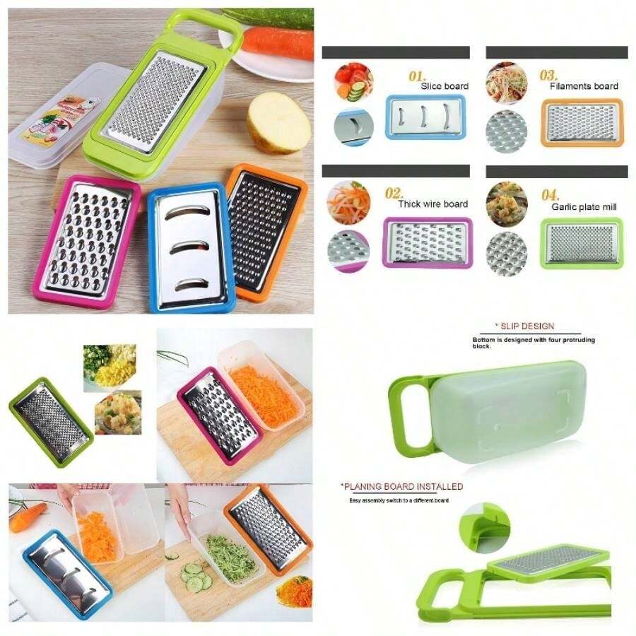 Good Grips Complete Grater Slicer Set 4 in 1 Onion Chopper, Vegetable Slicer, Fruit and Cheese Cutter Container With Storage Lid Pink - Verde - Ver 1