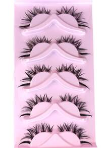 5 Pairs Cat Eye False Eyelashes - Long And Thick Fake Lashes, Create Charming Makeup, Ideal Gift For Holidays - Reusable Strip Lashes, Great For Mother's Day, Women's Day - Black - View 2