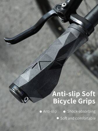  TOSUOD Pair Of Mountain Bike Soft Grip Handlebars With Locking Mechanism, Ergonomic Texture, Shock-Absorbing Comfort Design - Heavy-Duty Bicycle Handlebars With Lever Compatibility For Mountain/Road (Black) - Ideal For Trail Riding & Urban Commuting - Compatible With Disc Brakes - Textured Grip For Enhanced Control - Secure Locking Mechanism - Durable Construction For Long-Lasting Use, Bike Ergonomic Grips
