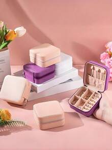 1 Piece Mini Jewellery Organizer, Portable Zipper Travel Jewellery Organizer Box, Ladies Gift Box, Multi-Functional Jewellery Display Rack, Suitable For Rings, Pendants, Earrings, Necklaces And So On. - Suitable Gift Box For Girls And Ladies, Halloween Gift Box, Christmas Gift Box.