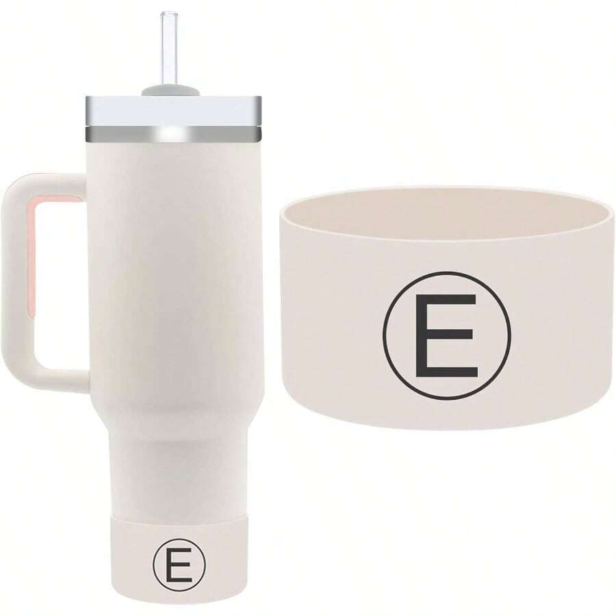 Initial Letter Protective Silicone Boot H2.0 40 30 20 Oz IceFlow Flip 30 20 Oz, Anti - Noise Anti - Scratch, Tumbler Protector Sleeve Cover Boot - E - 查看 1