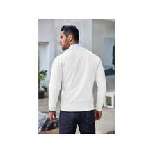 Men's Crew Neck Sweater Slim Fit Lightweight Sweatshirts Knitted Pullover For Casual Or Dressy Wear - 白色 - 查看 3