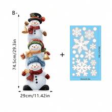1个圣诞雪人窗贴，乙烯基静电贴纸，可移除玻璃贴纸，易于粘贴，家居装饰 - 彩色 - 查看 3