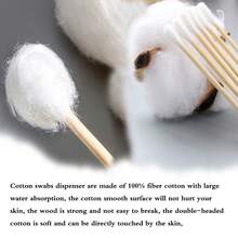 100 Pcs   Beauty & Grooming Cotton Swabs  - Thick Organic Sticks, Dust-Free For Makeup Touch-Ups Versatile Double-Headed Design: The Innovative Double-Headed Design Of These Cotton Swabs Offers Twice The Cleaning Power In One Convenient Tool;  Cotton Swabs Mops With Storage Case Extra Absorbent Double-Ended XL Cotton Buds With Pointed And Round Head Wooden Swabs For Cleaning And Maintenance Double-Round Tip Cotton Swabs - Organic Strong Wood Stick, Dust-Free & Waterproof Packaged - 白色 - 查看 3