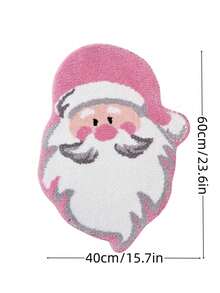 1PC Pink Santa Claus Christmas Mat - Soft, Machine-Made, Washable, Ideal For Bedroom & Indoor Decor, Festive Holiday Mat With Santa Design, Christmas Decorations, Durable Construction, Home Decorators, Christmas Mat, Kitchen Mat, Accessory ﻿