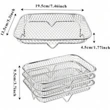 1/3pcs Stainless Steel Stackable Fryer Rack Kit, 304 Stainless Steel Dehydrator Racks With Air Flow, Suitable For Frying & Grilling - Nhiều màu - Xem 2