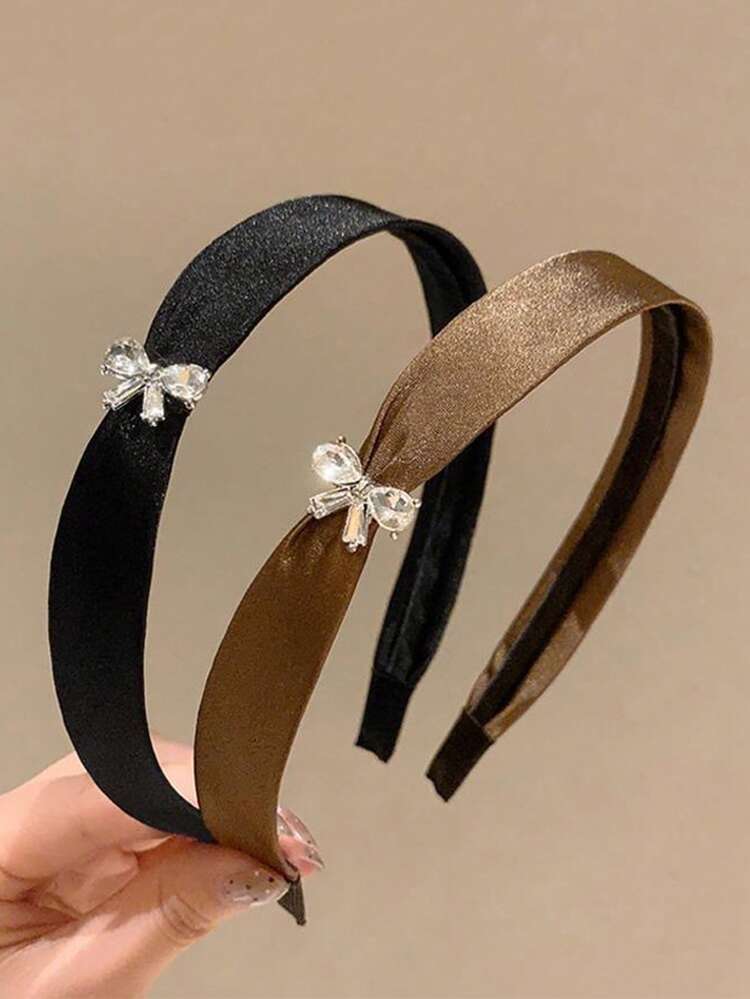 1件装水钻蝴蝶结简约百搭优雅发箍配饰，女士适用 - 彩色 - 查看 4