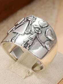 Cincin Pasangan Tembaga Buatan Tangan Antik, Cincin Kenangan, Cincin Hadiah, Cincin Pernikahan Bohemian - Perak - View 5