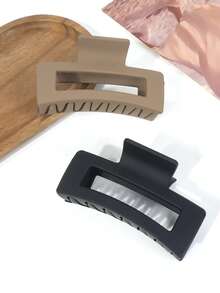 4 pezzi Fermagli per capelli da donna in stile retrò per autunno/inverno con fiori di margherita opachi, fermagli per capelli con fiori bianchi ditsy, fermagli per capelli con fiori trasparenti, set di fermagli rettangolari marroni/neri/opachi, con presa antiscivolo forte, adatti per capelli fini e spessi, fermagli per capelli in plastica di colore solido, accessori per capelli invernali